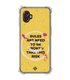 Funda Antigolpe [ Samsung Galaxy XCover 6 Pro ] Dibujo Frases Guays [ Smile - Rules Are Need  To Be Broken Take This Risk ] Esqu