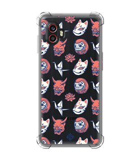 Funda Antigolpe [ Samsung Galaxy XCover 6 Pro ] Dibujo Japones [ Daruma, Máscara Kitsune y Hannya Japon ] Esquina Reforzada 1.5m