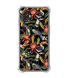 Funda Antigolpe [ Samsung Galaxy XCover 6 Pro ] Dibujo Mascotas [ Estampado Aves y Hojas y Flores Tropicales ] Esquina Reforzada