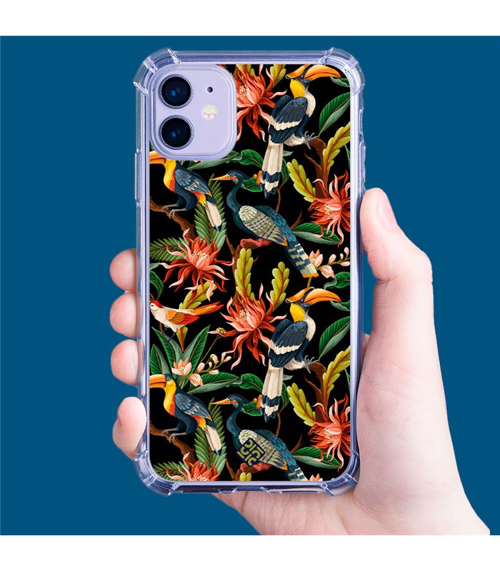 Funda Antigolpe [ Samsung Galaxy XCover 6 Pro ] Dibujo Mascotas [ Estampado Aves y Hojas y Flores Tropicales ] Esquina Reforzada