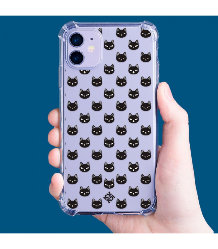 Funda Antigolpe [ Samsung Galaxy XCover 6 Pro ] Dibujo Mascotas [ Gato Negro ] Esquina Reforzada Silicona 1.5mm Transparente