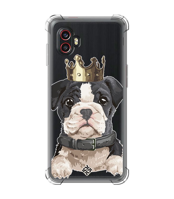Funda Antigolpe [ Samsung Galaxy XCover 6 Pro ] Dibujo Mascotas [ Perrito King ] Esquina Reforzada Silicona 1.5mm Transparente