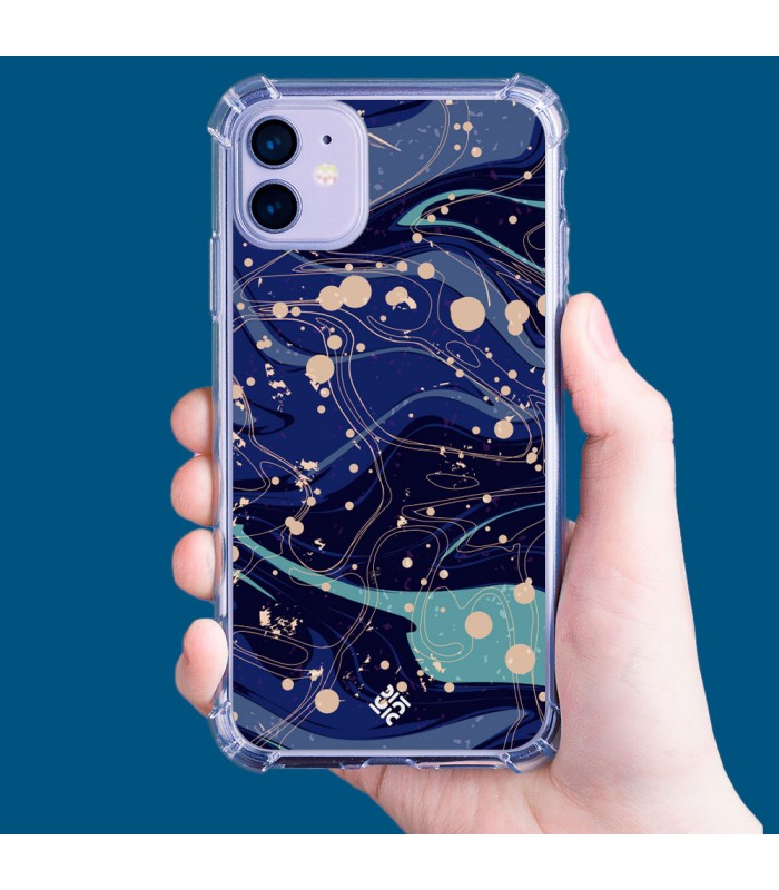 Funda Antigolpe [ Samsung Galaxy XCover 6 Pro ] Dibujo Tendencias [ Pintura de Arte Abstracto Azul ] Esquina Reforzada Silicona 