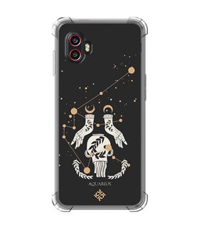 Funda Antigolpe [ Samsung Galaxy XCover 6 Pro ] Dibujo Zodiaco [ Signo Zodiacal - Acuario ] Esquina Reforzada Silicona 1.5mm