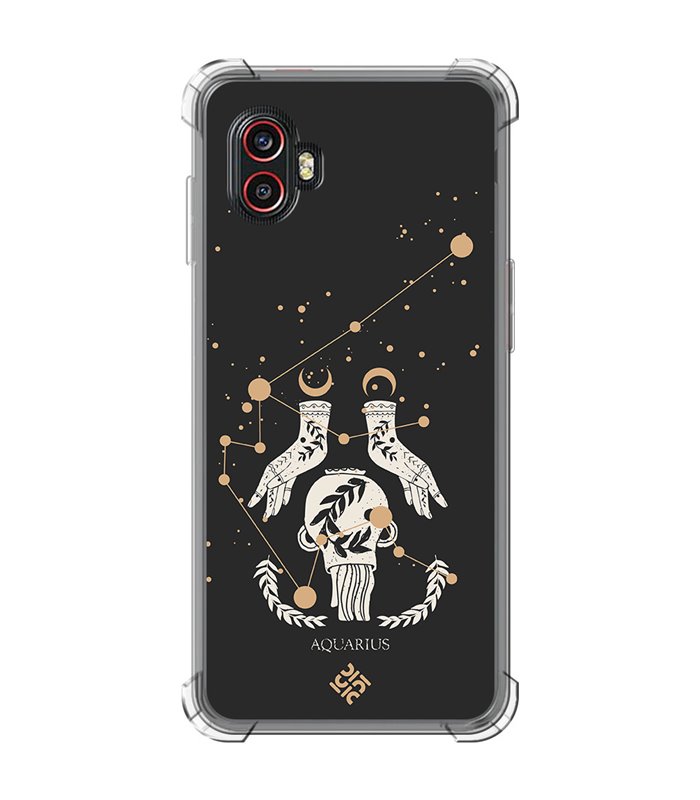 Funda Antigolpe [ Samsung Galaxy XCover 6 Pro ] Dibujo Zodiaco [ Signo Zodiacal - Acuario ] Esquina Reforzada Silicona 1.5mm