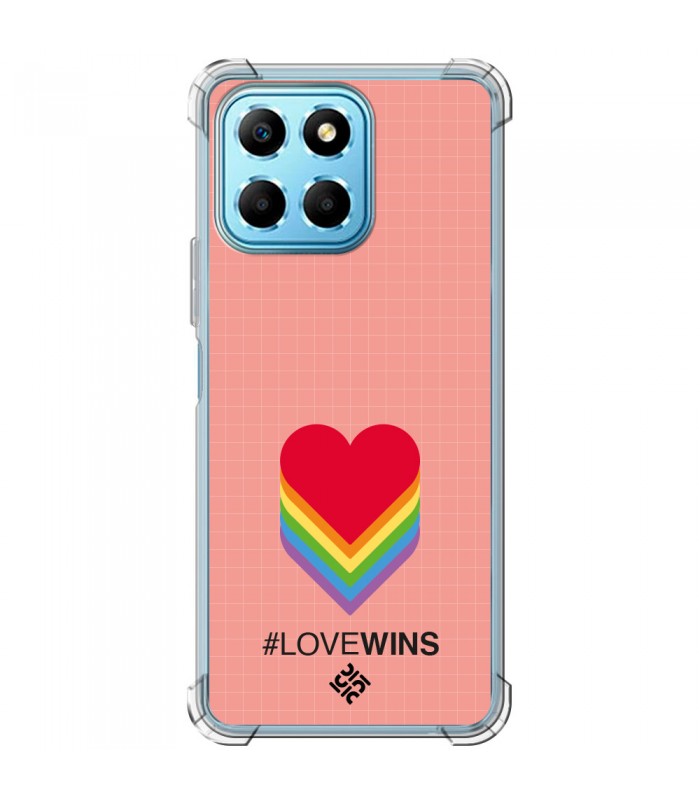 Funda Antigolpe [ Honor X8 5G ] Dibujo Auténtico [ Corazones - Love Wins ] Esquina Reforzada Silicona 1.5mm Transparente