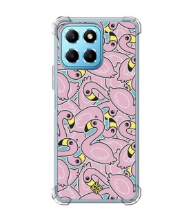 Funda Antigolpe [ Honor X8 5G ] Dibujo Cute [ Pegatinas Flamenco ] Esquina Reforzada Silicona 1.5mm Transparente