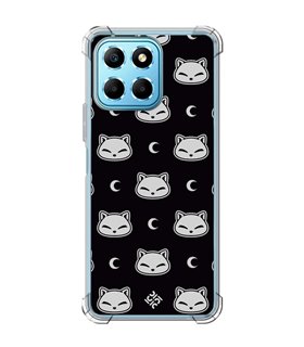 Funda Antigolpe [ Honor X8 5G ] Dibujo Cute [ Gato Negro Lunar ] Esquina Reforzada Silicona 1.5mm Transparente