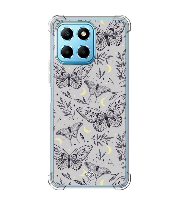 Funda Antigolpe [ Honor X8 5G ] Dibujo Esotérico [ Boho Fondo Mágico con Elementos de Espacio Gris Estrellas ] Esquina