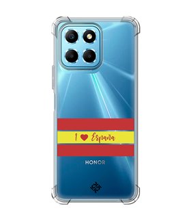 Funda Antigolpe [ Honor X8 5G ] Dibujo Auténtico [ I Love España ] Esquina Reforzada Silicona 1.5mm Transparente