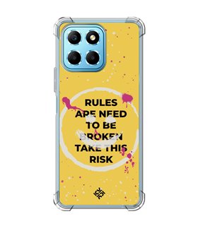Funda Antigolpe [ Honor X8 5G ] Dibujo Frases Guays [ Smile - Rules Are Need  To Be Broken Take This Risk ] Esquina Reforzada