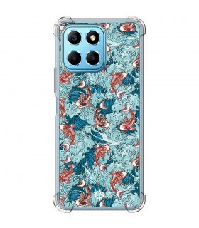 Funda Antigolpe [ Honor X8 5G ] Dibujo Japones [ Peces Koi ] Esquina Reforzada Silicona 1.5mm Transparente