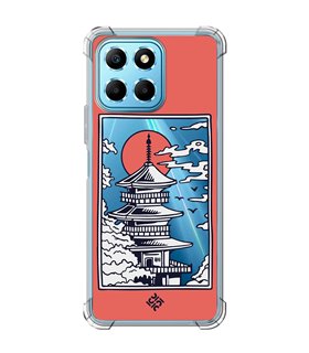 Funda Antigolpe [ Honor X8 5G ] Dibujo Japones [ Pagoda con Fondo Transparente Japonesa ] Esquina Reforzada Silicona 1.5mm
