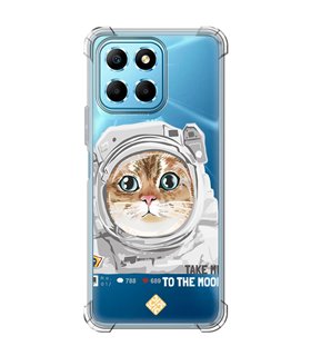 Funda Antigolpe [ Honor X8 5G ] Dibujo Mascotas [ Gato Astronauta - Take Me To The Moon ] Esquina Reforzada Silicona 1.5mm