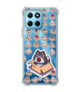 Funda Antigolpe [ Honor X8 5G ] Dibujo Mascotas [ Gatos en Cajas ] Esquina Reforzada Silicona 1.5mm Transparente