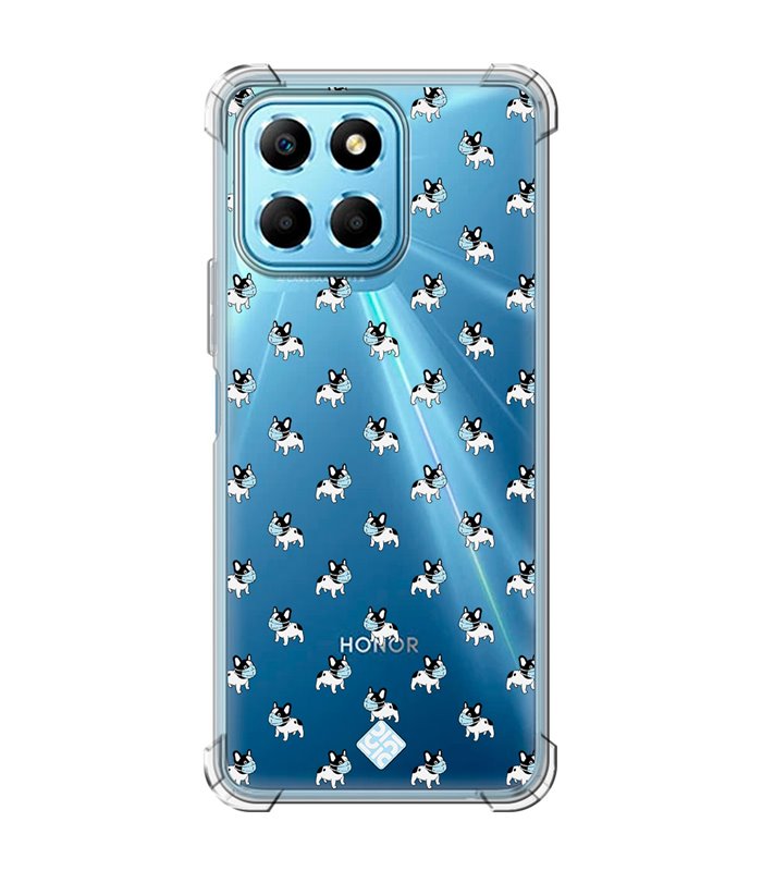 Funda Antigolpe [ Honor X8 5G ] Dibujo Mascotas [ Bulldog Frances con Mascarilla ] Esquina Reforzada Silicona 1.5mm 