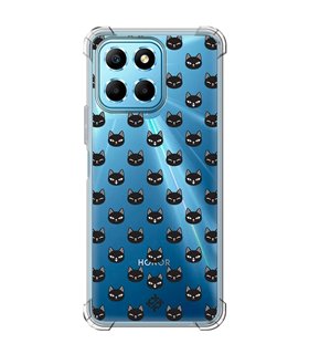 Funda Antigolpe [ Honor X8 5G ] Dibujo Mascotas [ Gato Negro ] Esquina Reforzada Silicona 1.5mm Transparente