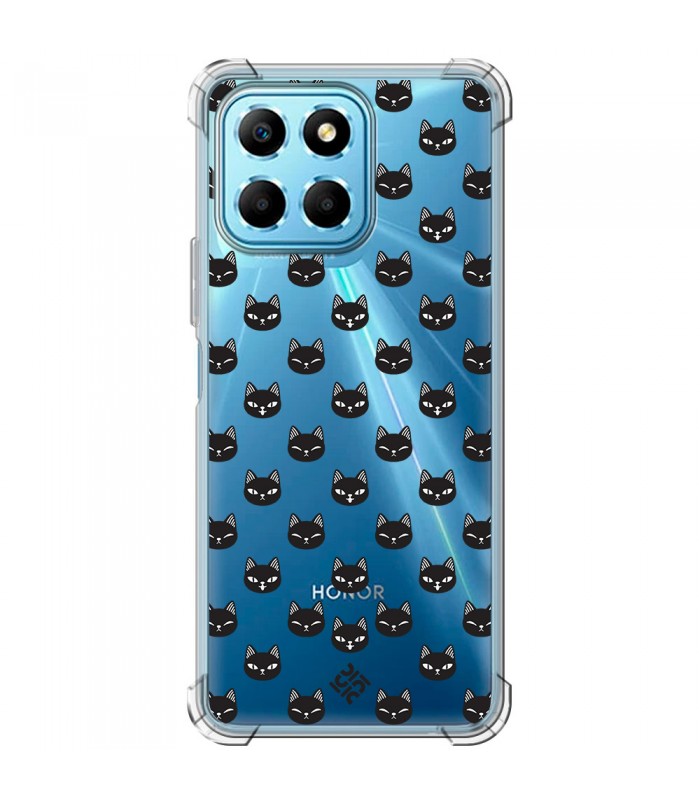 Funda Antigolpe [ Honor X8 5G ] Dibujo Mascotas [ Gato Negro ] Esquina Reforzada Silicona 1.5mm Transparente