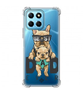 Funda Antigolpe [ Honor X8 5G ] Dibujo Mascotas [ Perro Bulldog - Best Dad Ever ] Esquina Reforzada Silicona Transparente