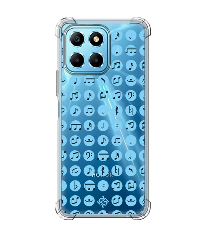 Funda Antigolpe [ Honor X8 5G ] Diseño Música [ Notas Musicales ] Esquina Reforzada Silicona 1.5mm Transparente