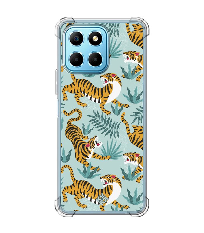 Funda Antigolpe [ Honor X8 5G ] Dibujo Tendencias [ Estampado de Tigres ] Esquina Reforzada Silicona 1.5mm Transparente