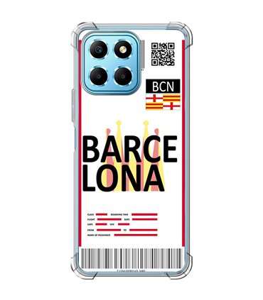 Funda Antigolpe [ Honor X8 5G ] Billete de Avión [ Barcelona ] Esquina Reforzada Silicona 1.5mm Transparente