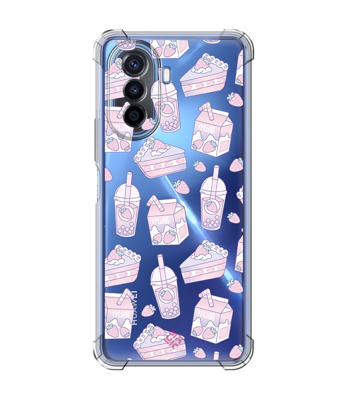 Funda Antigolpe [ Huawei Nova Y70 ] Dibujo Cute [ Postres de Fresa En Rosa Pastel ] Esquina Reforzada 1.5mm