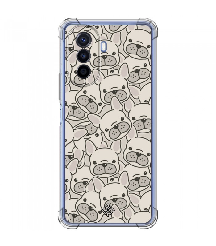 Funda Antigolpe [ Huawei Nova Y70 ] Dibujo Cute [ Pegatinas Perrito Bulldog Frances ] Esquina Reforzada Silicona 1.5mm