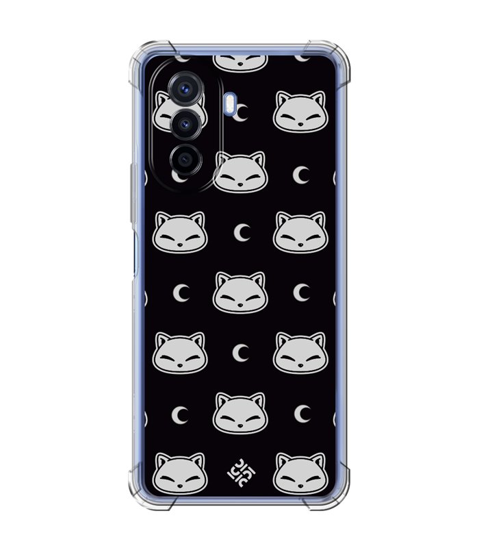 Funda Antigolpe [ Huawei Nova Y70 ] Dibujo Cute [ Gato Negro Lunar ] Esquina Reforzada Silicona 1.5mm Transparente