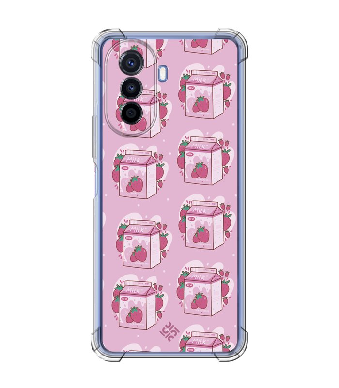 Funda Antigolpe [ Huawei Nova Y70 ] Dibujo Cute [ Brick Leche de Fresa ] Esquina Reforzada Silicona 1.5mm Transparente