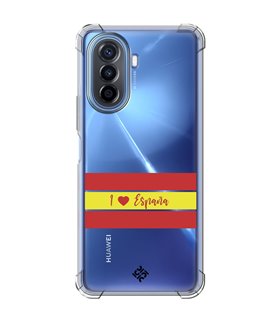 Funda Antigolpe [ Huawei Nova Y70 ] Dibujo Auténtico [ I Love España ] Esquina Reforzada Silicona 1.5mm Transparente