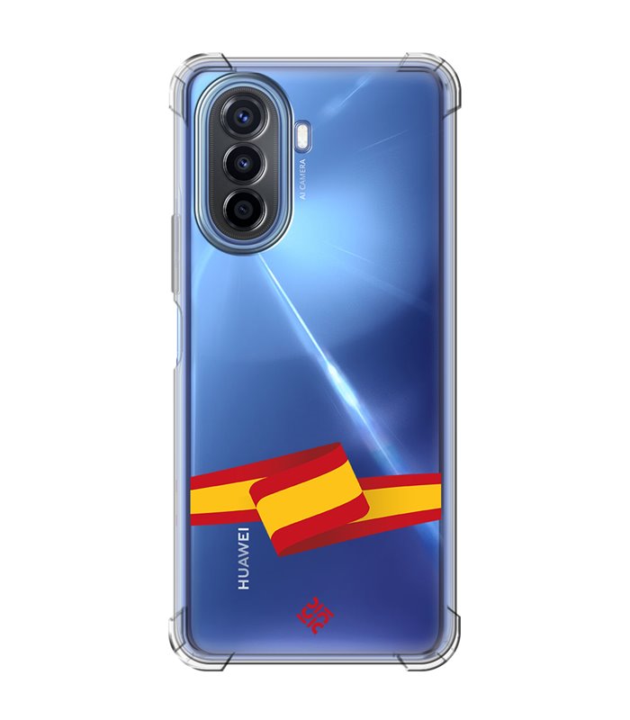 Funda Antigolpe [ Huawei Nova Y70 ] Dibujo Auténtico [ Bandera España ] Esquina Reforzada Silicona 1.5mm Transparente