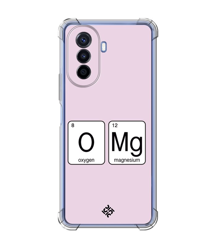 Funda Antigolpe [ Huawei Nova Y70 ] Dibujo Frases Guays [ Oxigeno + Magnesio - OMG ] Esquina Reforzada 1.5 Transparente