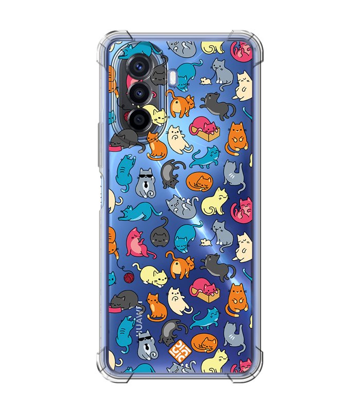 Funda Antigolpe [ Huawei Nova Y70 ] Dibujo Mascotas [ Gatos de Varios Colores ] Esquina Reforzada Silicona 1.5mm