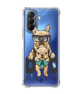 Funda Antigolpe [ Huawei Nova Y70 ] Dibujo Mascotas [ Perro Bulldog - Best Dad Ever ] Esquina Reforzada Silicona