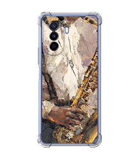 Funda Antigolpe [ Huawei Nova Y70 ] Diseño Música [ Pintura - Tocando el Saxofón ] Esquina Reforzada Silicona Transparente