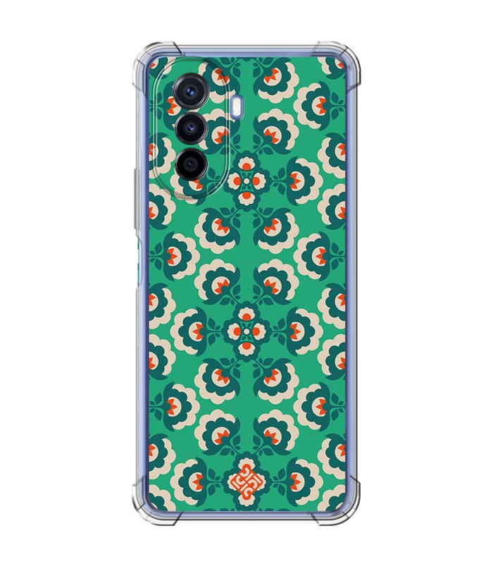 Funda Antigolpe [ Huawei Nova Y70 ] Dibujos Retro [ Algodones Verdes - Caleidoscopio ] Esquina Reforzada Silicona