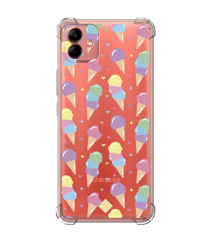 Funda Antigolpe [ Samsung Galaxy A04 ] Dibujo Auténtico [ Cucurucho de Helados ] Esquina Reforzada Silicona 1.5mm