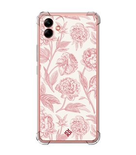 Funda Antigolpe [ Samsung Galaxy A04 ] Dibujo Botánico [ Flores Rosa Pastel ] Esquina Reforzada Silicona 1.5mm
