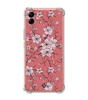 Funda Antigolpe [ Samsung Galaxy A04 ] Dibujo Botánico [ Flores sakura con patron japones ] Esquina Reforzada 1.5mm