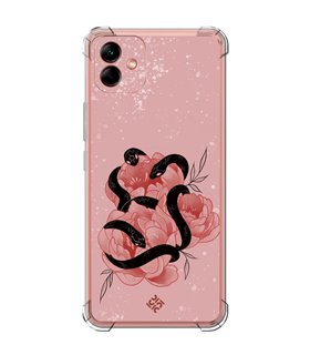 Funda Antigolpe [ Samsung Galaxy A04 ] Dibujo Esotérico [ Tentación Floral - Rosas con Serpientes ] Esquina Reforzada 1.5mm