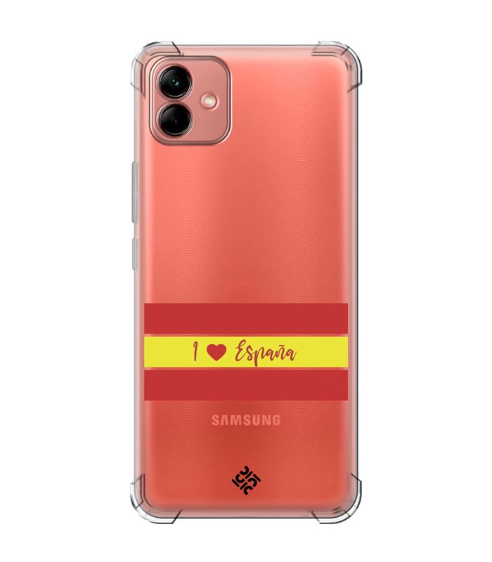 Funda Antigolpe [ Samsung Galaxy A04 ] Dibujo Auténtico [ I Love España ] Esquina Reforzada Silicona 1.5mm Transparente