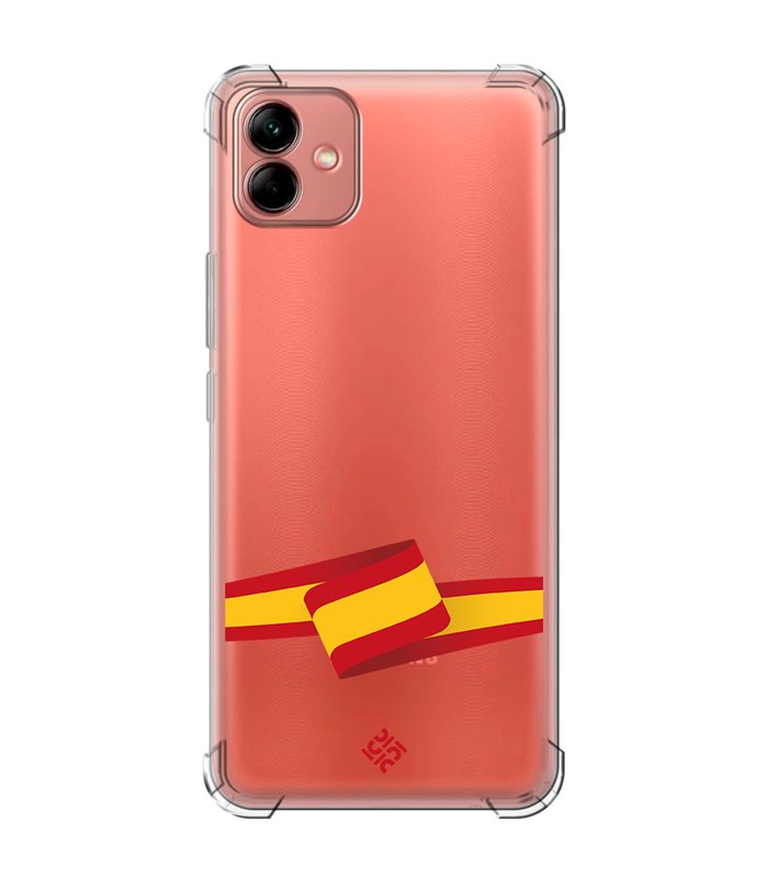 Funda Antigolpe [ Samsung Galaxy A04 ] Dibujo Auténtico [ Bandera España ] Esquina Reforzada Silicona 1.5mm Transparente
