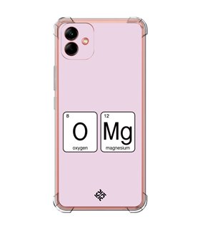 Funda Antigolpe [ Samsung Galaxy A04 ] Dibujo Frases Guays [ Oxigeno + Magnesio - OMG ] Esquina Reforzada 1.5 Transparente