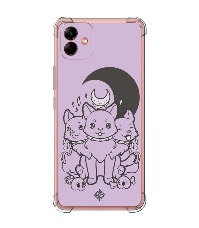 Funda Antigolpe [ Samsung Galaxy A04 ] Dibujo Gotico [ Cute Cancerbero ] Esquina Reforzada Silicona 1.5mm Transparente