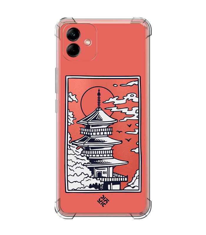 Funda Antigolpe [ Samsung Galaxy A04 ] Dibujo Japones [ Pagoda con Fondo Transparente Japonesa ] Esquina Reforzada 1.5mm