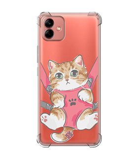 Funda Antigolpe [ Samsung Galaxy A04 ] Dibujo Mascotas [ Gatito Colgante ] Esquina Reforzada Silicona 1.5mm Transparente