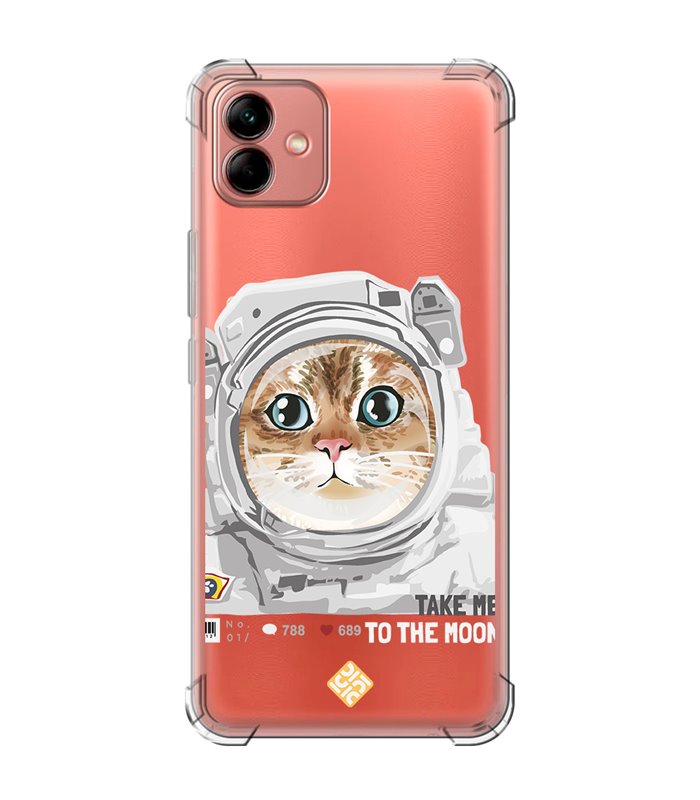 Funda Antigolpe [ Samsung Galaxy A04 ] Dibujo Mascotas [ Gato Astronauta - Take Me To The Moon ] Esquina Reforzada 1.5mm