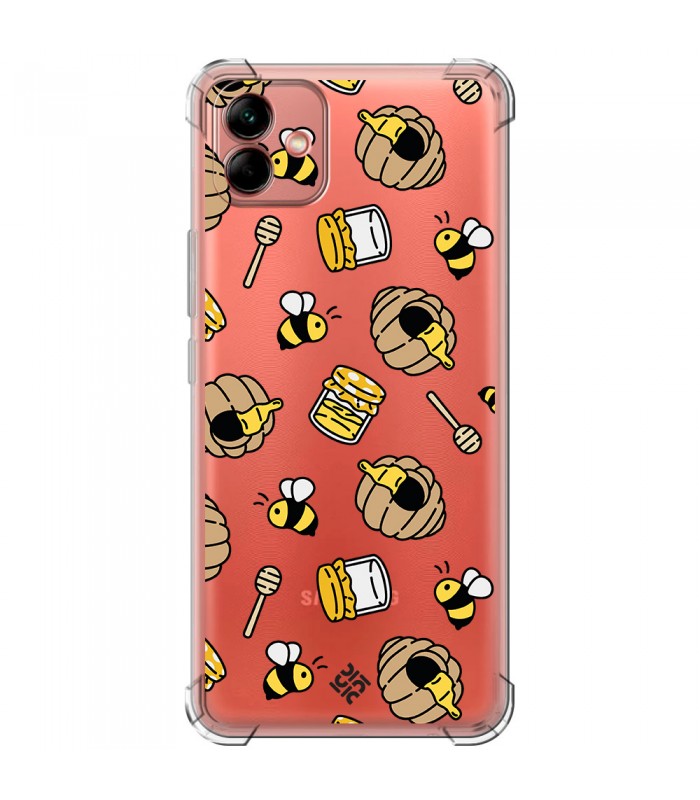 Funda Antigolpe [ Samsung Galaxy A04 ] Dibujo Mascotas [ Miel y Abejas ] Esquina Reforzada Silicona 1.5mm Transparente