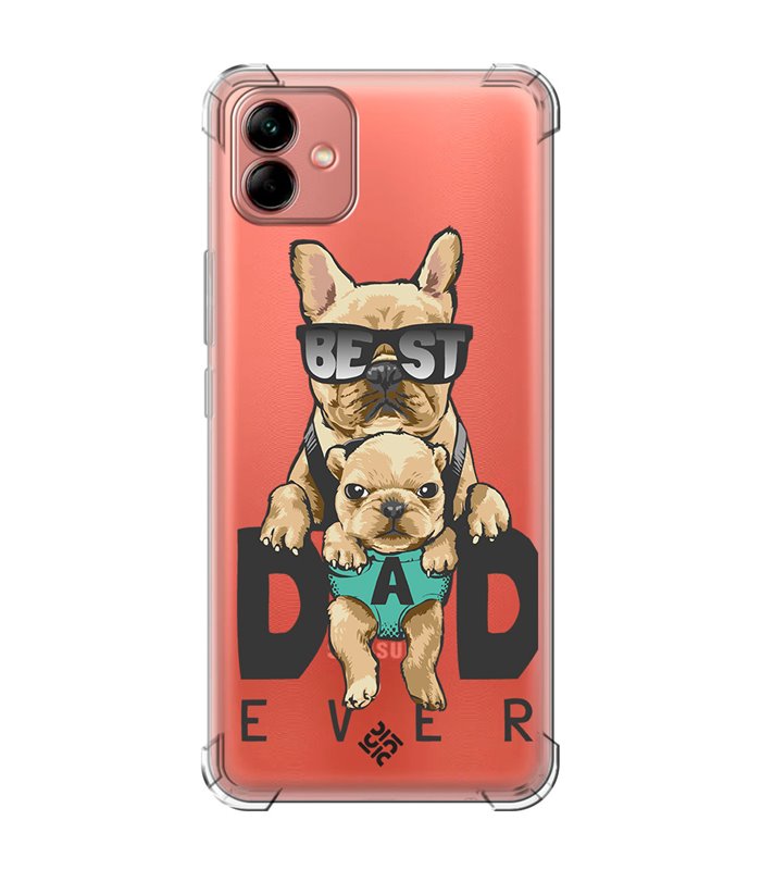 Funda Antigolpe [ Samsung Galaxy A04 ] Dibujo Mascotas [ Perro Bulldog - Best Dad Ever ] Esquina Reforzada Silicona